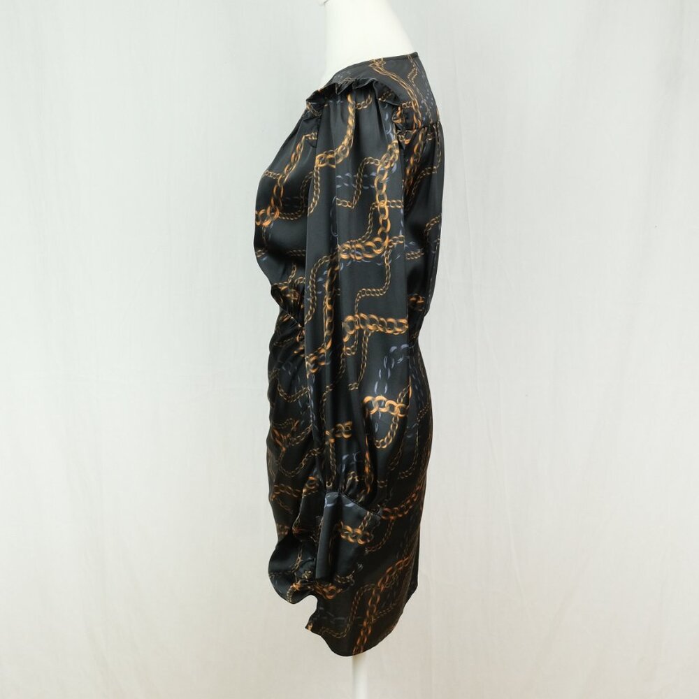 L'Academie Joyce Mini Dress Chain Print Black Size XS  Fashionable Party Look - Picture 7 of 12